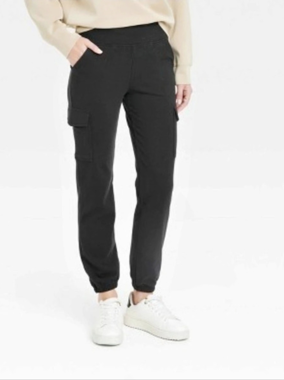 A New Day Womens Fleece Joggers With Cargo Pockets Size Large NWOT